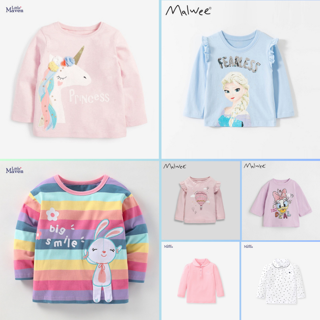 BST áo thun thu đông họa tiết cho bé gái 2-8 tuổi Mẫu mới 2024 P1 - Little Maven Official Store
