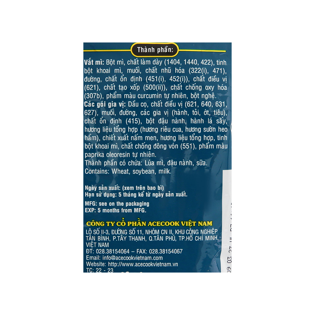 Mì không chiên Minova gồm mì trộn tôm xào lá chanh/mì nước cua sườn heo Acecook gói