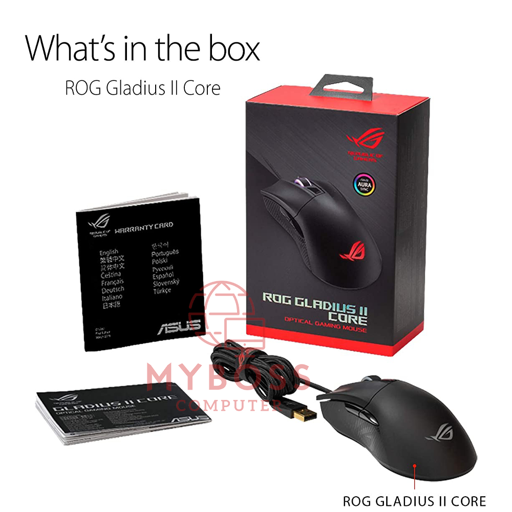 Chuột Gaming ASUS ROG Strix Gladius II Core Cảm Biến 6200 DPI, RGB Aura Sync Bảo Hành 24 Tháng Chính Hãng