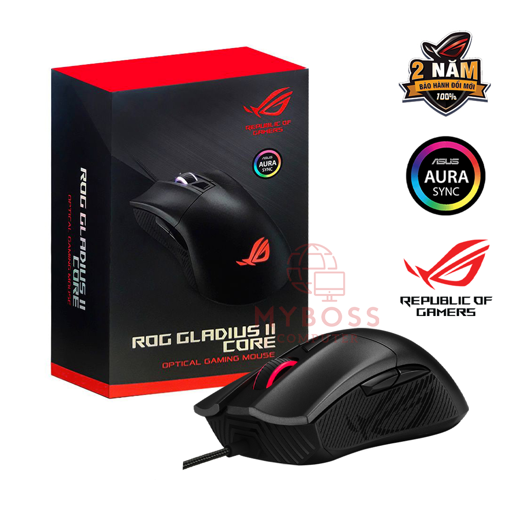 Chuột Gaming ASUS ROG Strix Gladius II Core Cảm Biến 6200 DPI, RGB Aura Sync Bảo Hành 24 Tháng Chính Hãng