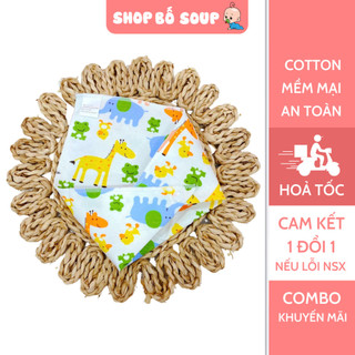 Khăn yếm cho bé chất liệu Cotton có cúc bấm Shop Bố Soup
