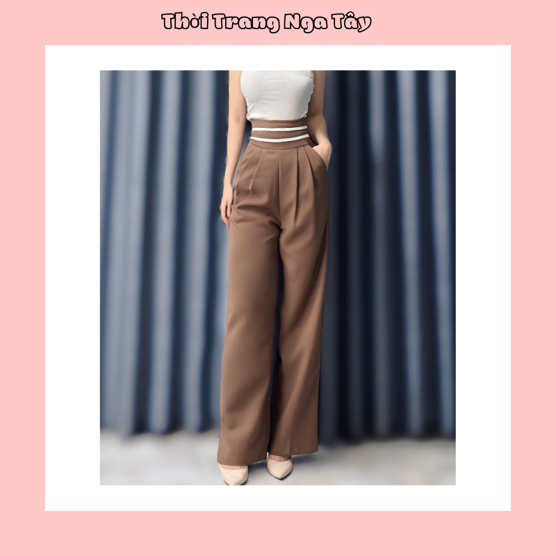 Quần Tây Ống Suông Eo Bo Viền Trắng Đủ Size, Nga Tây Store