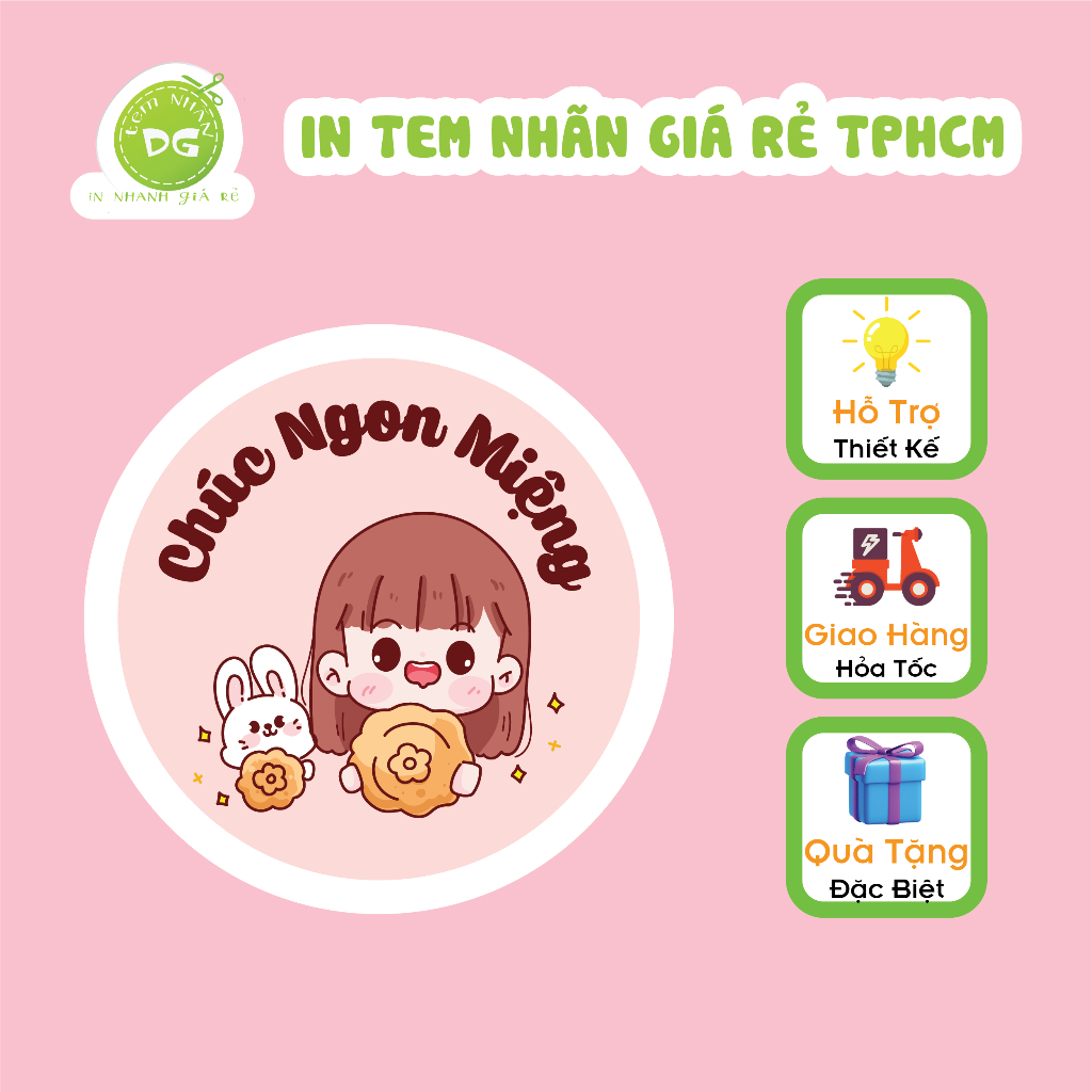 100 Tem Nhãn Dán Giấy Decan Dán Chúc Ngon Miệng Kích Thước: 3cm