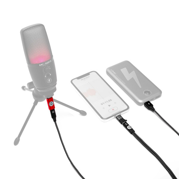 Dây livestream OTG, thu âm Stereo NMC LT04, Tặng củ sạc iPhone chính hãng