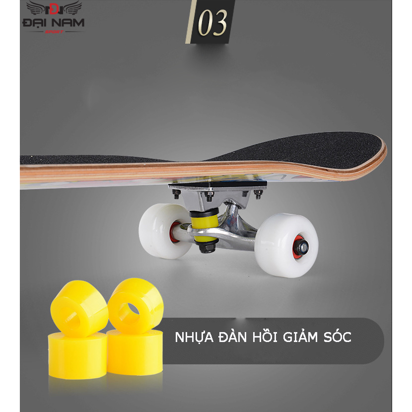 Ván Trượt Thể Thao Mặt Nhám DNS03 Kích Thước 80cm  Đại Nam Sport Chịu Lực 120kg + Kèm Túi Đựng Ván