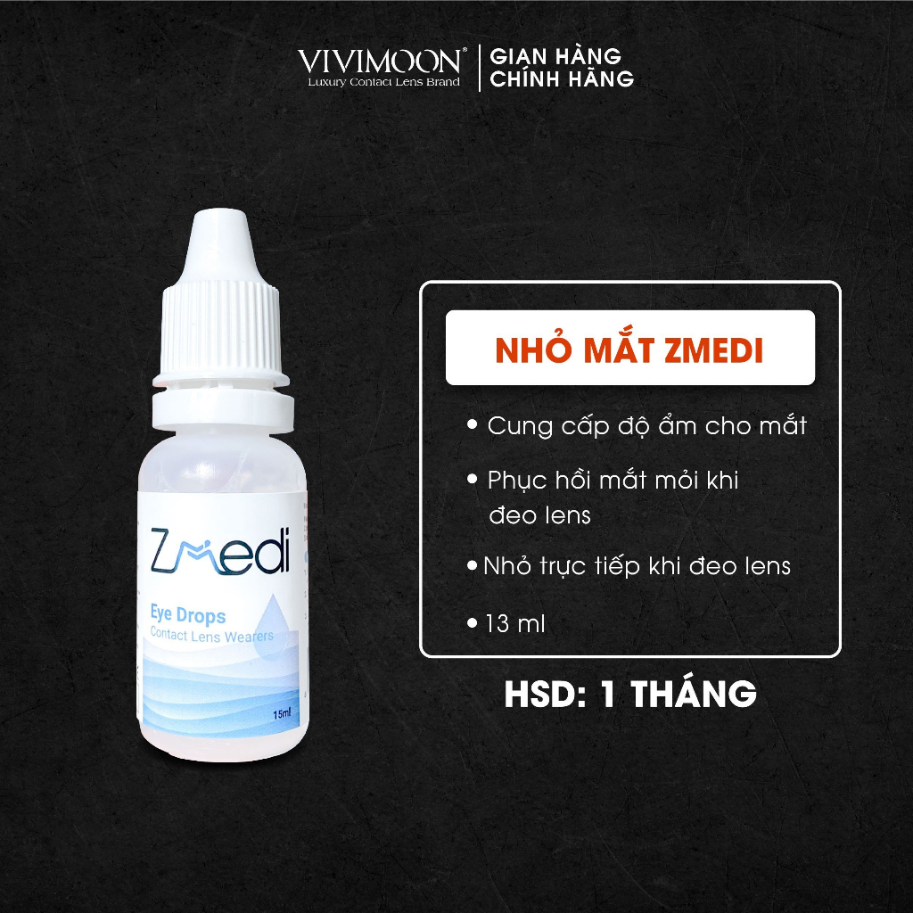 Nước nhỏ mắt giữ ẩm lens Zmedi VIVIMOON cho kính áp tròng 15ml