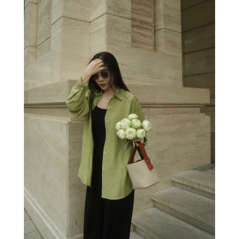 Sơ mi tay dài chất tơ nhăn freesize dáng basic - Freely Daily Shirt
