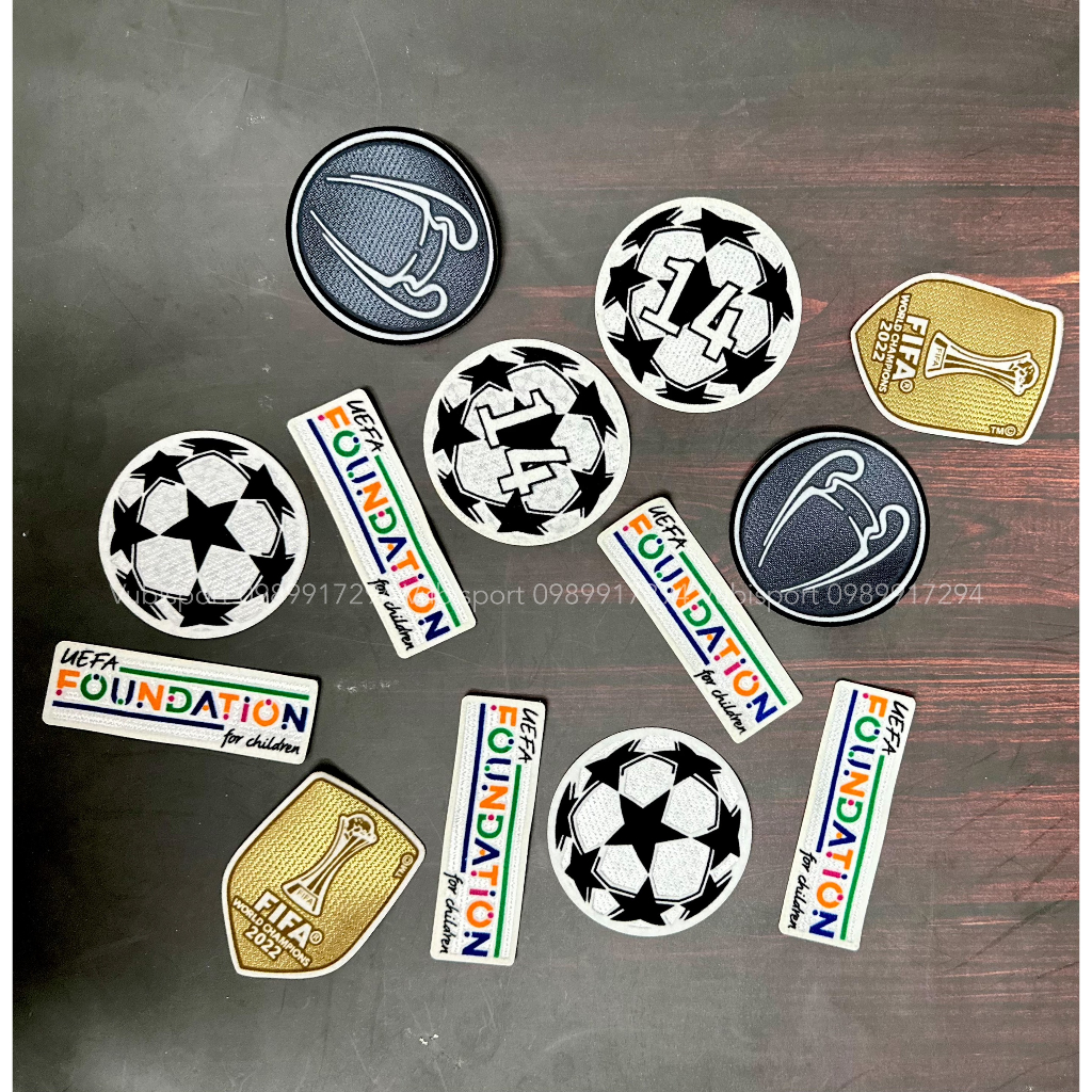 Logo cánh tay tự ủi nhiệt clb đt patch nhung C1 cham.pion lea.gue, Fi.Faa, Foundation