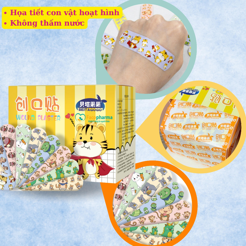 Hộp 120 miếng băng keo cá nhân dễ thương hoạ tiết hoạt hình thoáng khí tiện dụng siêu dính chống thấm nước CN025