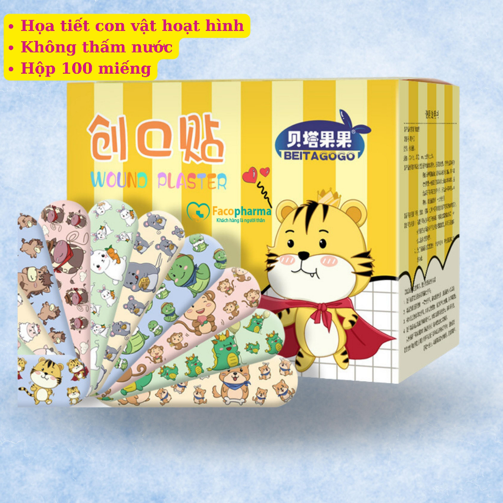 Hộp 120 miếng băng keo cá nhân dễ thương hoạ tiết hoạt hình thoáng khí tiện dụng siêu dính chống thấm nước CN025