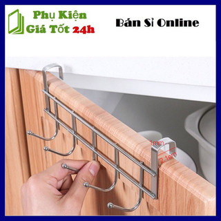 Thanh 5 móc treo đồ dụng đa năng gắn của tủ bếp, thanh 5 móc inox treo sau cửa, treo cánh cửa tủ tiết kiệm diện tích