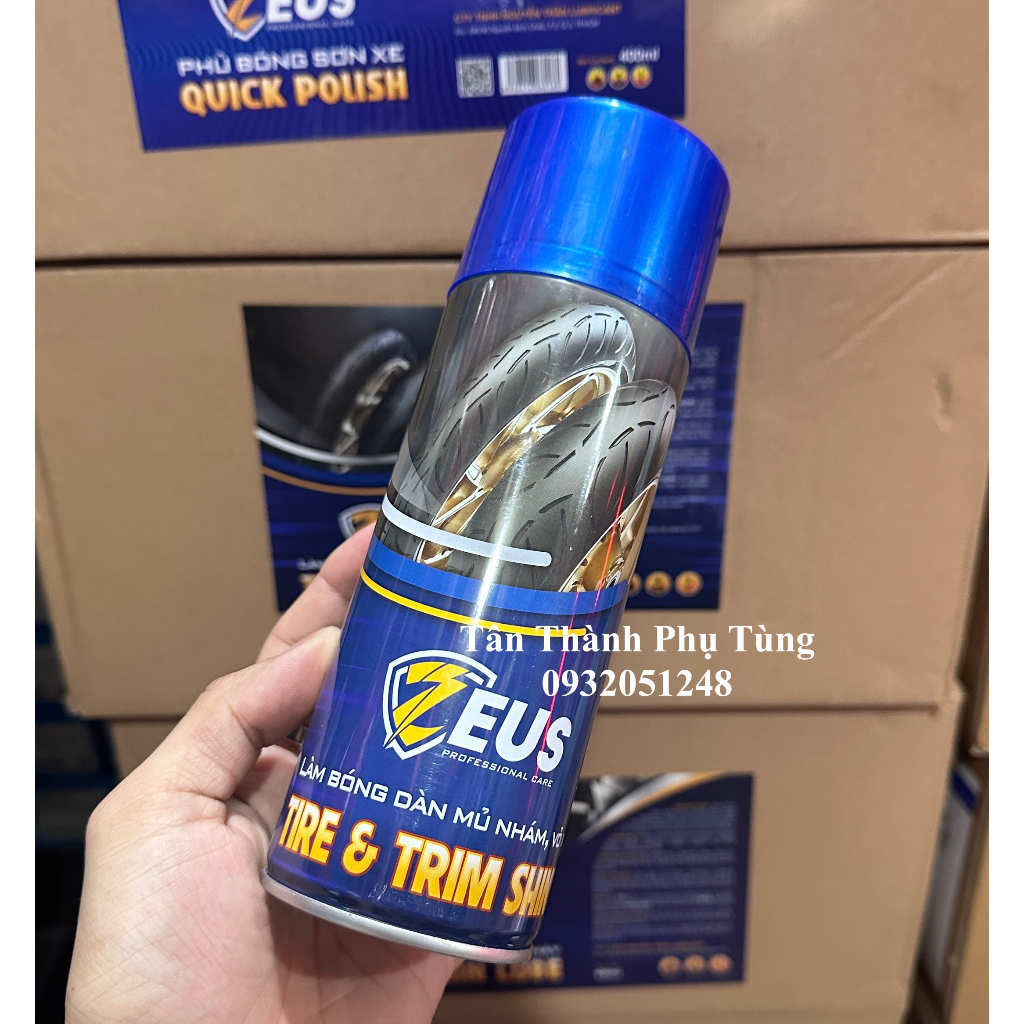 Zeus Bôi trơn, dưỡng sên, rửa sên, bóng nhựa nhám, bóng dàn áo 400ml ( Giá 1 chai)