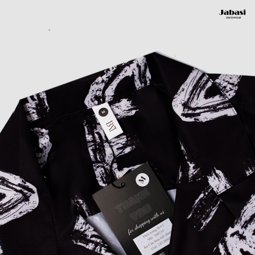 Sơ mi cộc tay nam hoạ tiết Jabasi mã 210 chất liệu cotton mặc thoáng mát