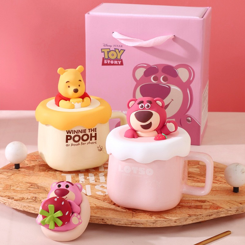 Set cốc gấu dâu Lotso chính hãng Disney kèm hộp quà tặng các mẫu