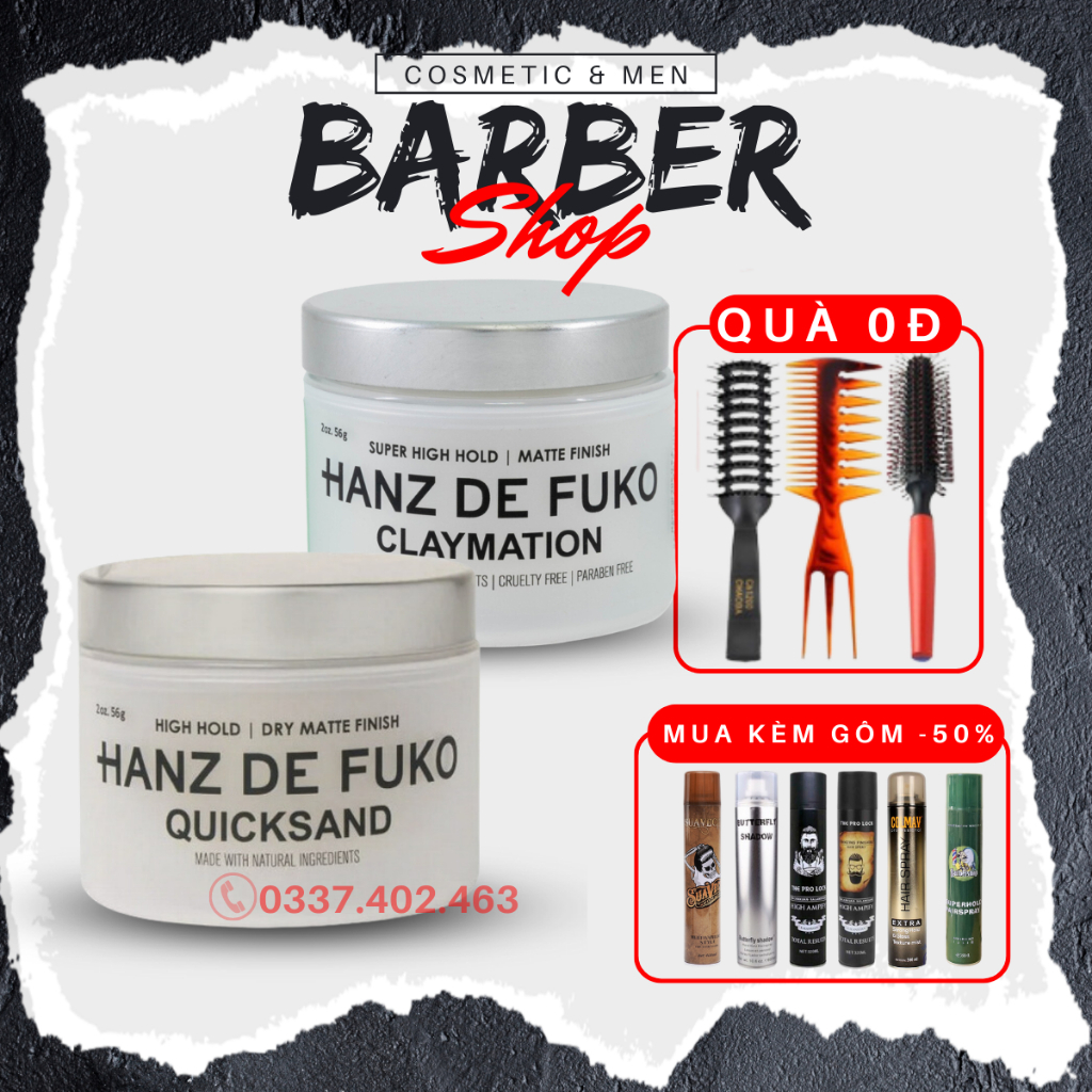 Sáp Vuốt Tóc nam Hanz de Fuko Claymation - Quick Sand 56g - Chính Hãng 7986