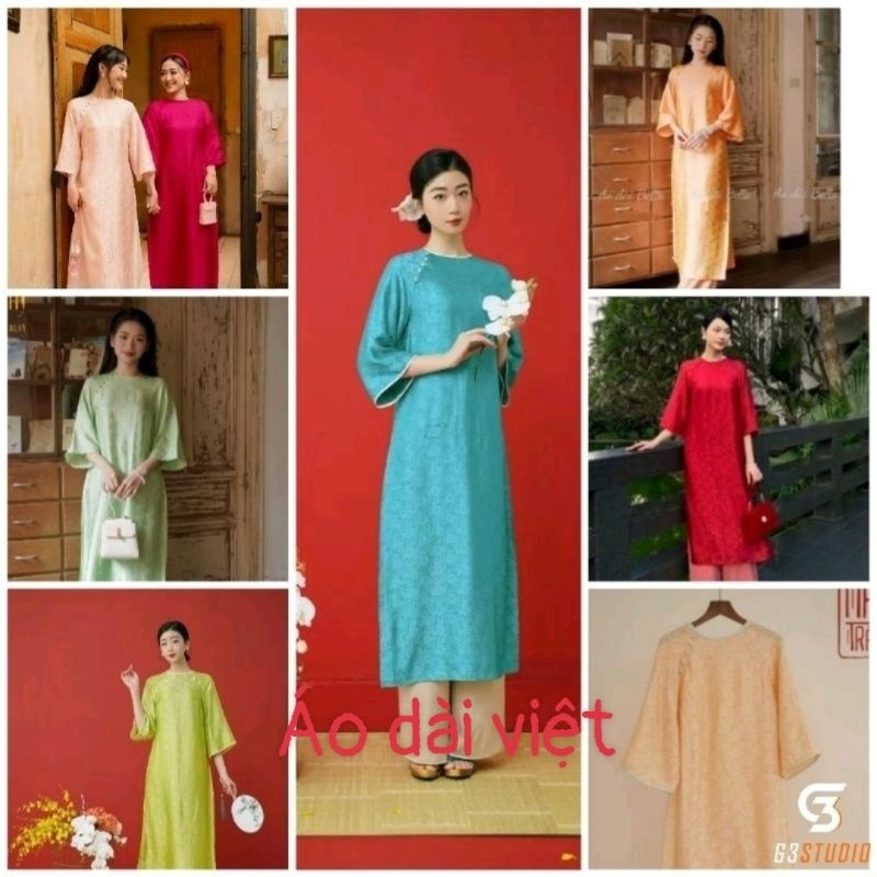 🌷Áo dài cách tân 2 tà đẹp hàng thiết kế giá sỉ 🌷 gấm tơ trơn