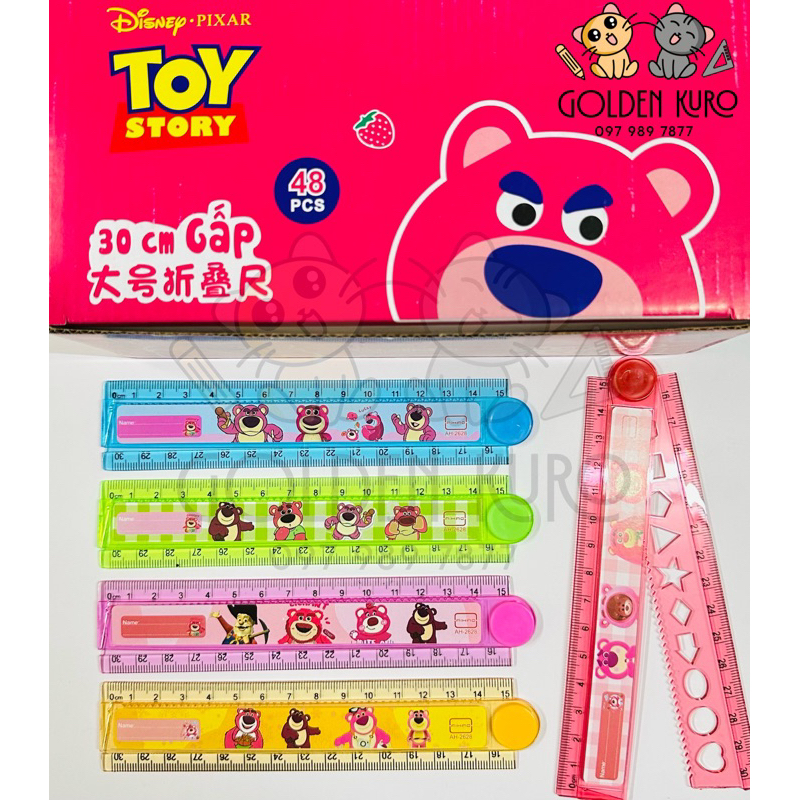 Thước gập 30cm hoạt hình - Gấu Dâu cute nhiều sắc màu dễ thương cho học sinh (Được chọn màu - Hình ảnh ngẫu nhiênâ