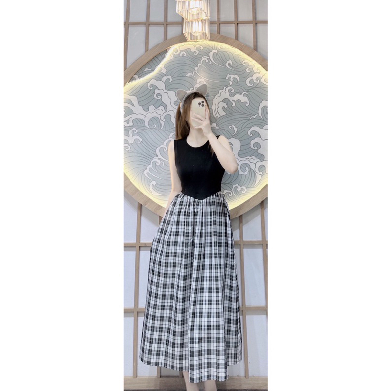 VÁY PHỐI DÍP MIX KẺ XOÈ ☘️