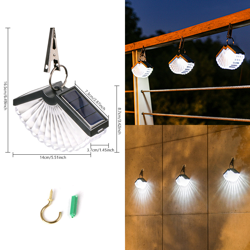 Đèn Led năng lượng mặt trời hình quạt 2 tấm pin, Đèn trang trí treo cây, đèn treo ban công sân vườn kiểu mới i