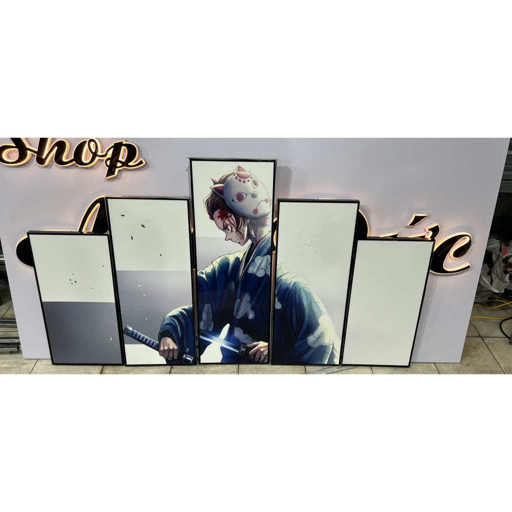 Tranh Kimetsu No Yaiba Dán Tường Set 5 Tấm CEANPIC Chất Liệu Nhựa Formex dày 5mm Tráng Gương - Nhân Vật ZENITSU, TANJIRO