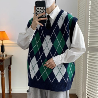 Áo gile len nam bigsize ulzzang hàn quốc Áo gile unisex form rộng basic nam nữ đẹp oversize áo gile len caro học sinh