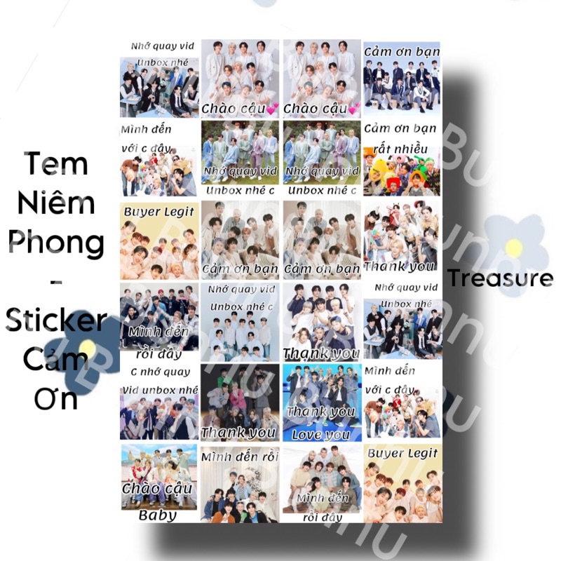 SET tem niêm phong - sticker cảm ơn KPOP nhóm nhạc Treasure