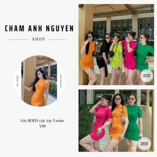 Váy body cộc tay 5 màu - v19