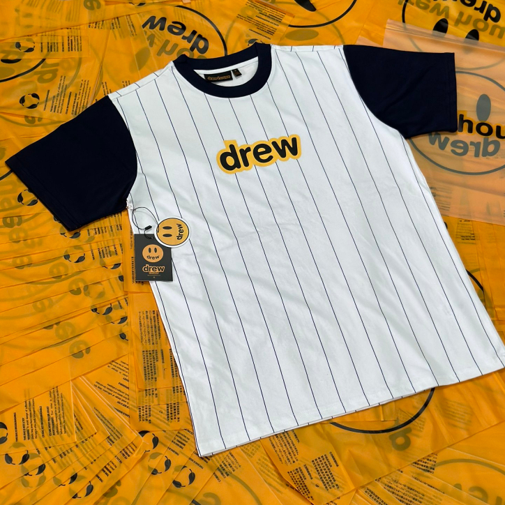 Áo thun sọc in chữ nam nữ cao cấp Áo phông phối màu in chữ nam nữ mới nhất