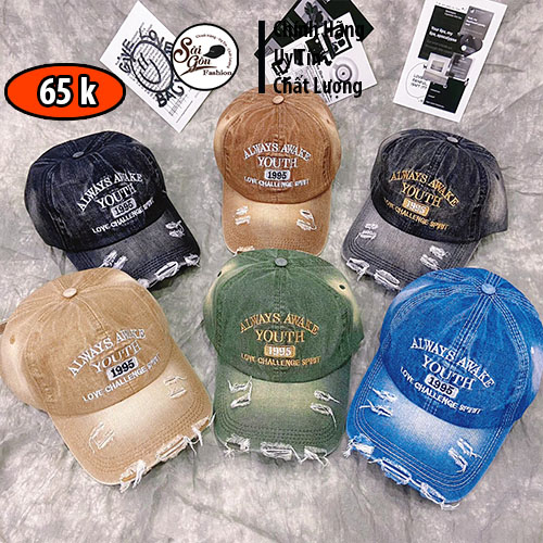 Nón kết Thời Trang | Mũ Lưỡi Trai chất Jean YOUTH 1995 rách tua rua dày dặn Form Unisex Nam Nữ