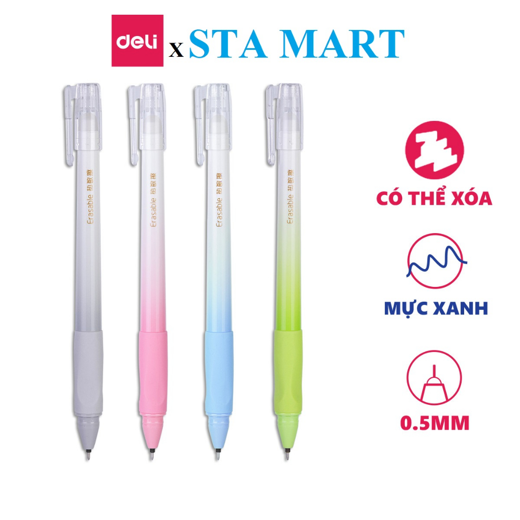 Bút biTẩy - Bút gel xóa được / Bút xóa Nhiệt đậy nắp 0.5mm Deli A660/668 - Có ruột thay thế