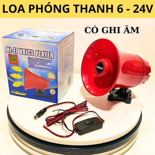 Loa chạy bình acquy12v phóng thanh 25w liền amply có ghi âm chạy điện 6 - 24v