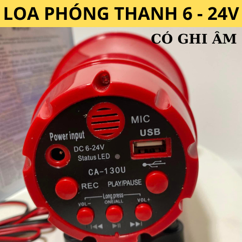 Loa chạy bình acquy12v phóng thanh 25w liền amply có ghi âm chạy điện 6 - 24v