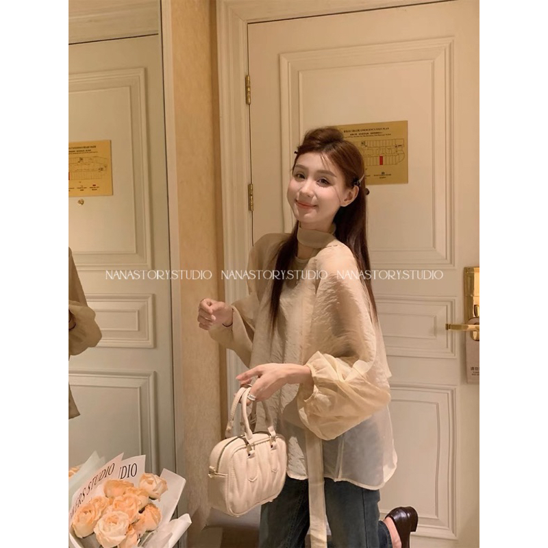 Set Áo Tơ Tay Bồng Công Chúa Kèm Nơ Xinh Xắn