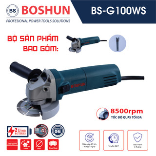 Máy Mài Điện Boshun 670W - Máy Mài Góc, Máy Chà Nhám Cầm Tay Động Cơ Không Chổi Than, Trục m10 , Đường Kính 10cm
