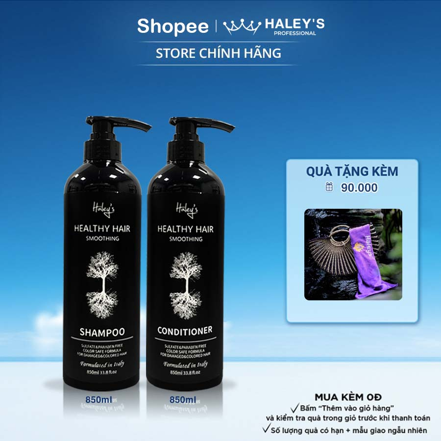 (NEW) Combo Dầu Gội, Dầu Xả HALEY'S Keratin Smooth Dưỡng tóc khô xơ rối Công thức chuẩn salon Vào Nếp Suôn Mượt 850ML