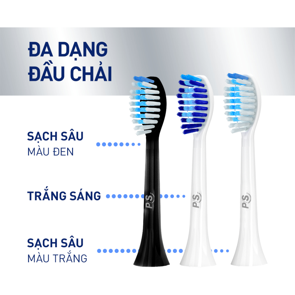 Combo 4 đầu bàn chải điện P/S S100 Pro - Sạch Sâu Màu Đen