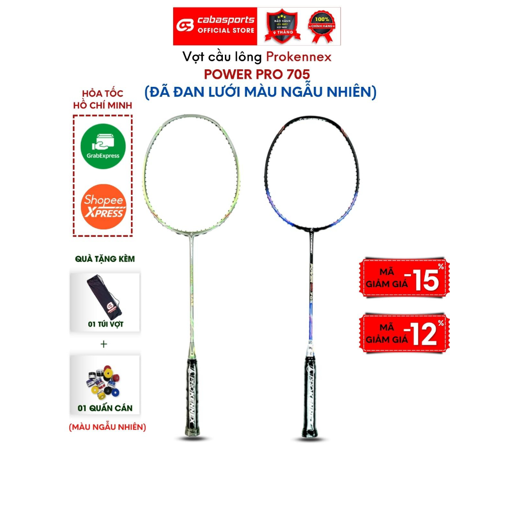(HỎA TỐC) Vợt cầu lông đã đan lưới trợ lực Prokennex Power Pro 705 chính hãng chuyên công carbon chất lượng cao giá tốt