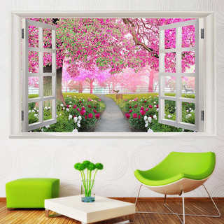 Tranh dán tường 3D hình cửa sổ