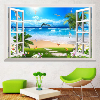 Tranh dán tường 3D hình cửa sổ  (60cm x 90cm)