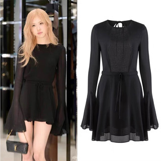 váy voan tơ Rosé mềm mại tay ống loe xòe cá tính