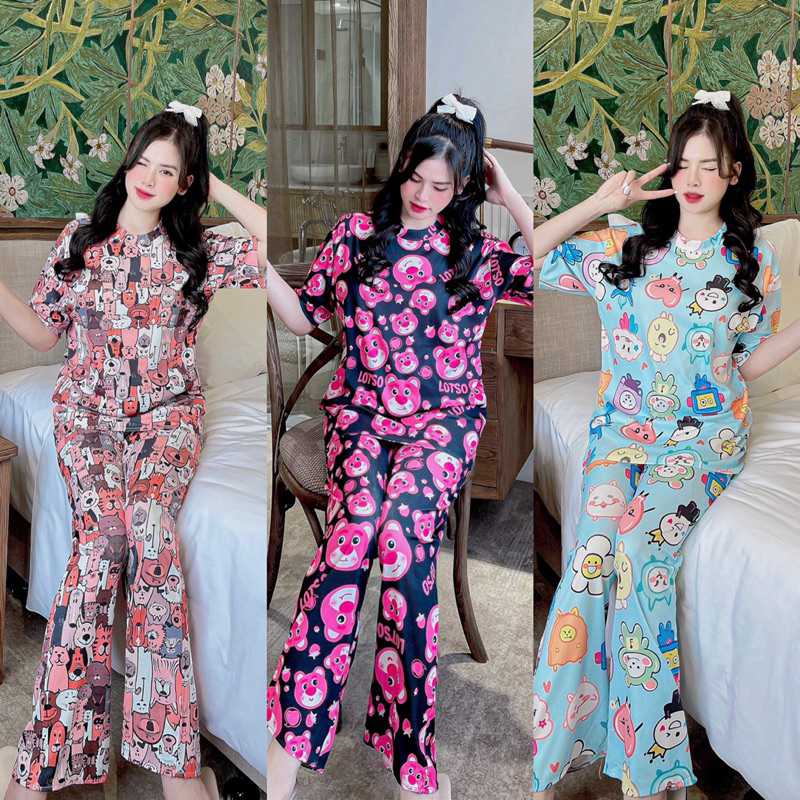 Đồ bộ nữ, sét mặc nhà, đi chơi chất THUN GÂN TĂM họa tiết 3D dễ thương, free size