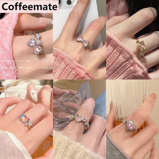 【coffeemate】⚡ Nhẫn Tình Yêu-Trái Tim Giả Đá Mắt Mèo Thiết Kế Dễ Thương Ngọt Ngào Nhẫn Cảm Giác Nhẫn Kim Cương Giả Tinh Tế