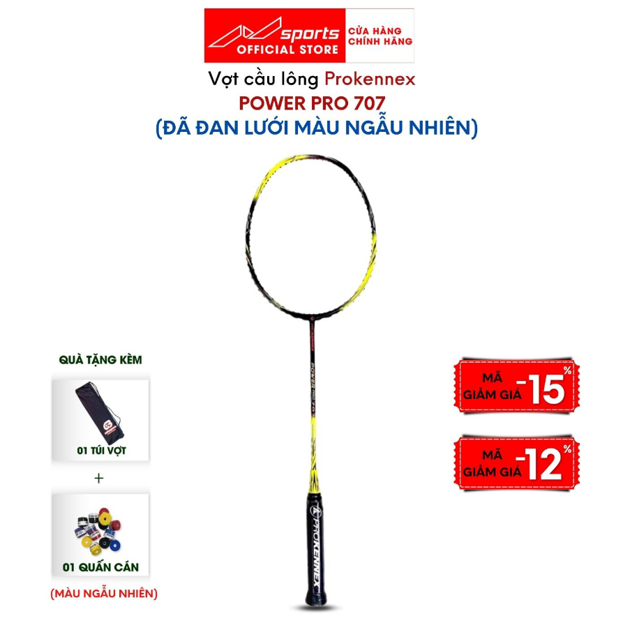 Vợt cầu lông ProKennex Power Pro 707 chuyên công siêu mạnh, vợt cầu lông carbon cao cấp điều cầu tốt bảo hành 9 tháng