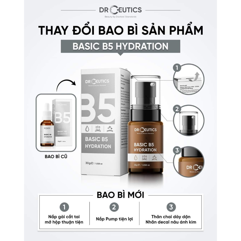 Drceutics Serum B5 HA B3 Niacinamide Dr ceutics Basic và các phiên bản 10ml 30ml 100ml