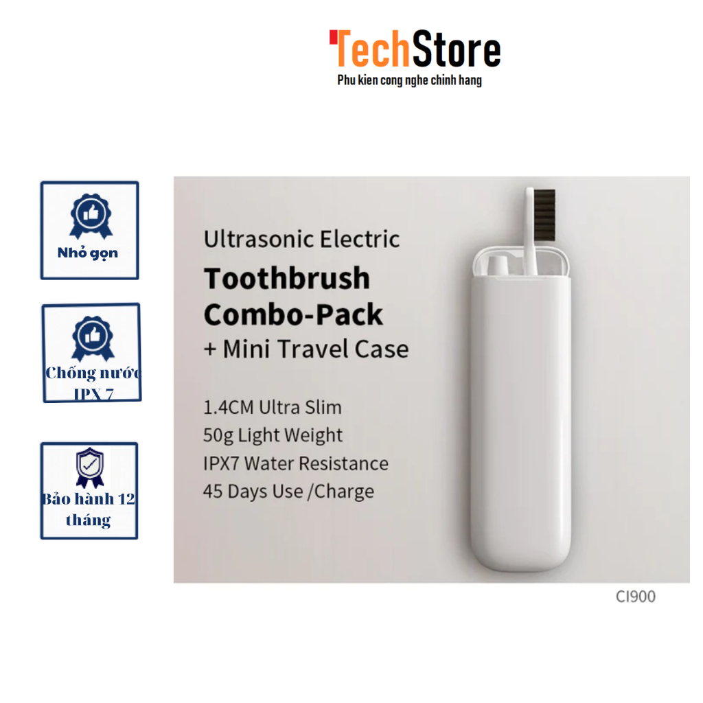 Bàn chải đánh răng điện Mipow i3-Plus Electric Toothbrush Travel Edition ( PHÂN PHỐI CHÍNH HÃNG, BẢO HÀNH 12 THÁNG )
