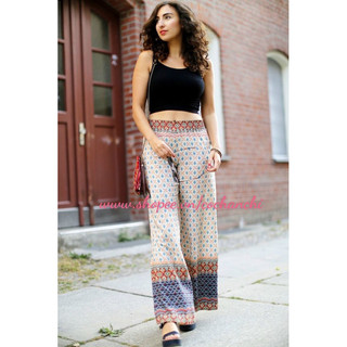 [47-65ký]Quần Culottes ống rộng thổ cẩm phong cách boho có 2 túi