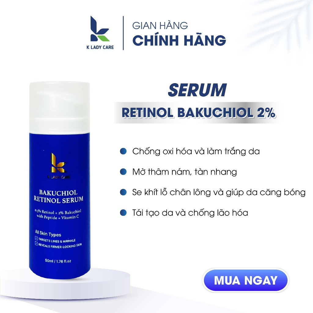 Serum Retinol bakuchiol 2% treatment K Lady Care 50ml chống lão hóa, tại tạo, trẻ hóa da