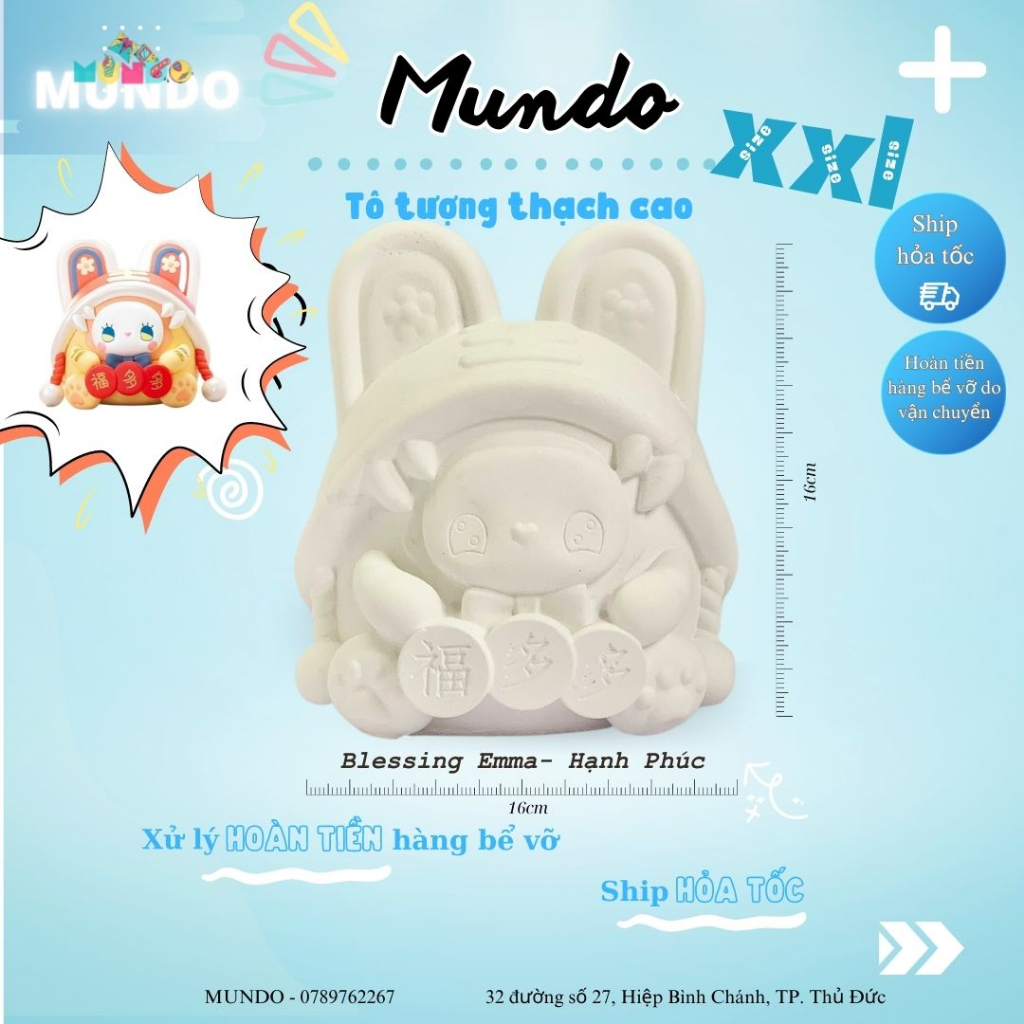 Tô Tượng Thạch Cao Trung Thu Emma Trứng May Mắn Size XXL 031 032 033, Tượng Thạch Cao MUNDO