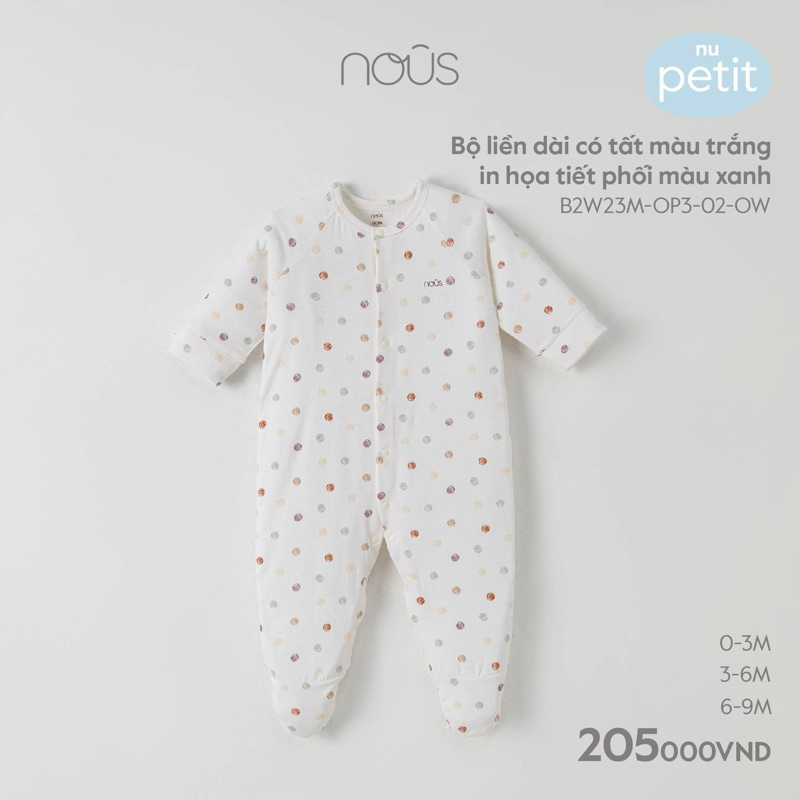 Nous- Bộ Body dài tay cho bé từ 0-12 tháng