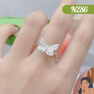 N286 Nhẫn solitaire bướm bướm sải cánh bay đính đá Bạc thật Thiên Cát s950